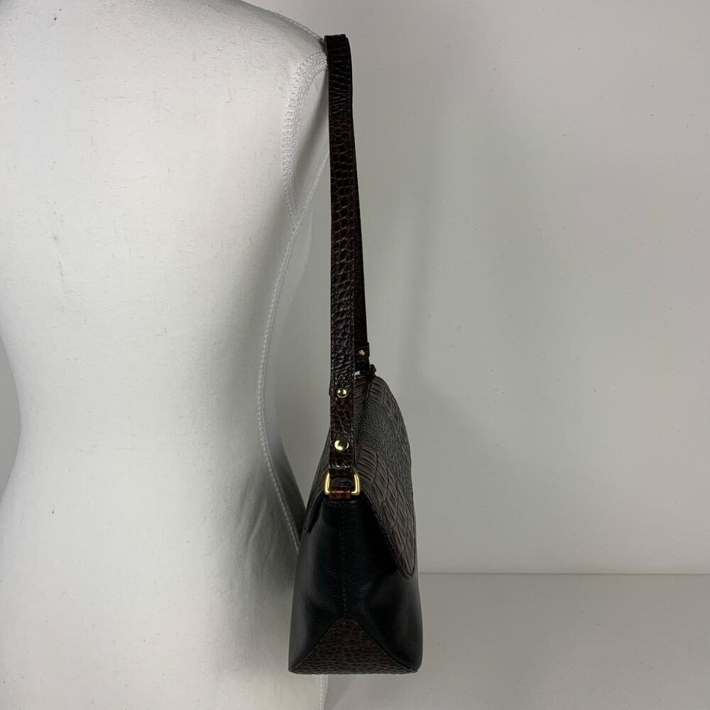 Brahmin Elegant Brown & Black Leather Crossbody Bag - Picture 4 of 8